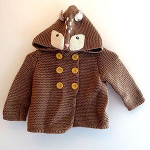 Baby Boden 3-6 month fawn hood sweater